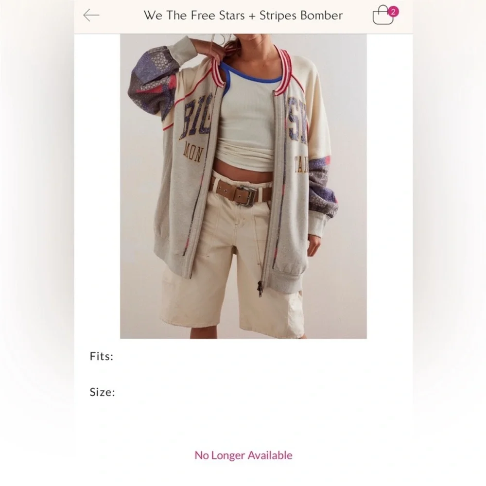 NWT Free People We The Free Stars + Stripes Bomber - Americana Combo - Small - Picture 5 of 8